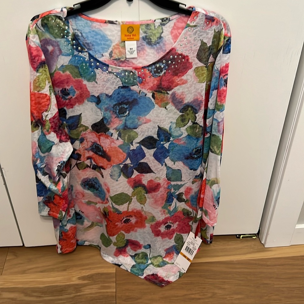 Ruby Rd NWT, embellished tunic, 3X